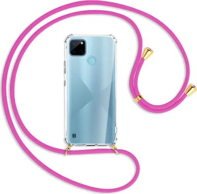 Produktbild von Handykette Backcover-Schutzhülle mit Band (Metall goldfarben) für  Realme C21Y /C25Y - hot pink