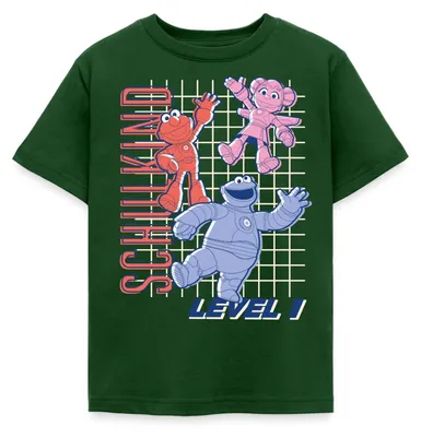 Produktbild von Spreadshirt Mecha Builders Team Schulkind Level 1 Kinderhelden Kinder T-Shirt, 122/128 (7-8 Jahre), Forstgrün