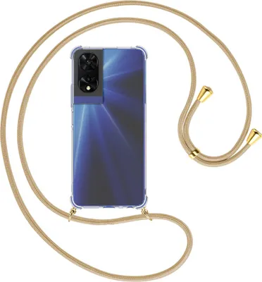 Produktbild von Handykette Backcover-Schutzhülle mit Band (Metall goldfarben) für TCL 505 4G - caramel