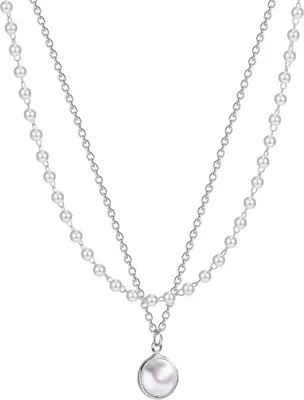 Produktbild von Verstellbare Verlängerungskette, Choker-Halskette, feine Verarbeitung, doppellagige Kette, Kunstperlen, Halskette, Schmuckzubehör