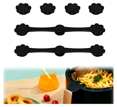 Produktbild von Magnete für Airfryer Backpapier, 2 Silikonmagnete für die Heißluftfritteuse, wiederverwendbare Lebensmittelqualität, sicherer Halt für Backpapier