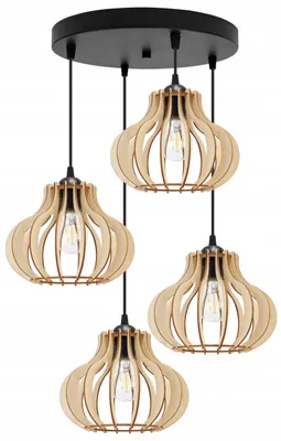 Obrázok produktu pre Závesná lampa, stropný svietnik, drevo, LED tienidlo