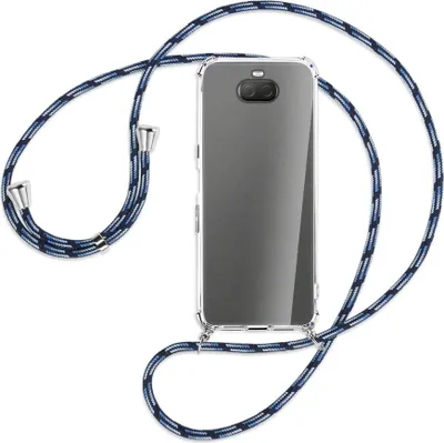 Produktbild von Handykette Backcover-Schutzhülle mit Band (Metall silberfarben) für Sony Xperia 10 Plus - Blautöne