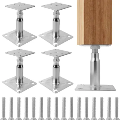 Image de Supports de poteaux, 4 pièces, réglables de 100 à 150 mm, en acier galvanisé, pour pergola