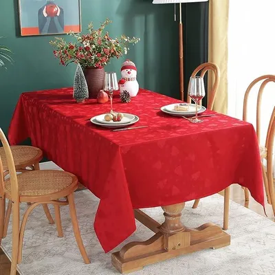 Weihnachtstischdecke, Jacquard, 132x132 cm, rot, Tannenbaum-Muster