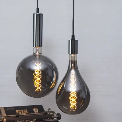 Produktbild von Lampenfassung 'Glans' - E27 Fassung - Schalter - H: 15cm - hängend - silber-chrom
