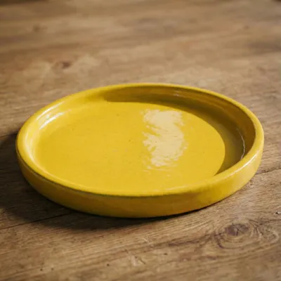 Produktbild von Provencelia Keramik Untersetzer Base r Gelb, Ø16 x H5 cm, frostbeständig, handgefertigt, glasiert, Outdoor, Garten, Terrasse, winterfest