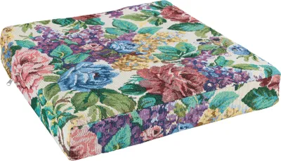 Image de Coussin d'assise visco, motif fleuri, 38 x 38 x 7 cm