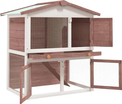 Produktbild von "Winter Sale" Sonstiges Kleintierzubehör - Braun Kaninchenstall 3 Türen Braun Holz DE2660839