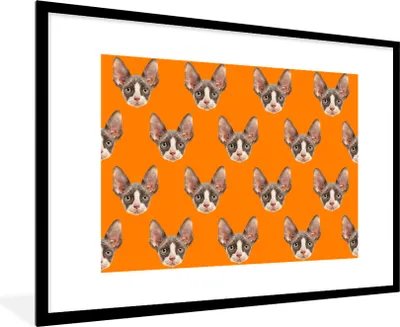 Produktbild von MuchoWow® MuchoWow® Gerahmtes Poster Tier - Orange - Muster 90x60 cm - Poster mit zchwarzem Bilderrahmen - Wanddekoration - Fotos