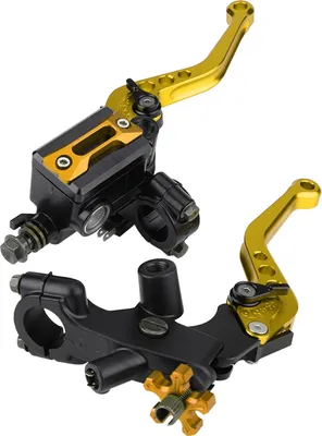 Produktbild von QC05893-011 Paar 7/8"(22mm) Universal-Motorrad-Brems-Kupplungs-Hauptzylinder-Behälter-Hebel Gold