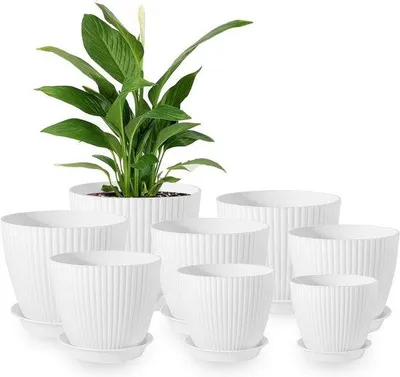 Productafbeelding van Famanu Blumentopfset, 8 stuks met onderzetters - Verschillende maten