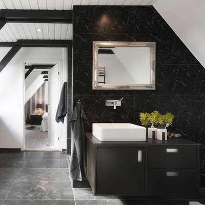 Immagine prodotto di Pannelli murali Vigevee, 120x60 cm, composito di marmo nero e bianco – confezione da 16 pezzi