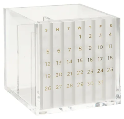 Produktbild von Ewiger Kalender und Acryl-Stiftblock, Stifthalter, transparent, 10,2 x 10,2 cm