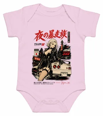 Obrázek produktu pro Kultura JDM, Osaka, noční život, Japonsko, pouliční závody, anime dívka, styl Y2K, body (dětské), růžová, velikost 3/6