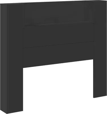 Image de Tête de lit vidaXL avec espace de rangement, LED, noir, aggloméré