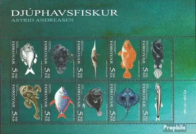 Produktbild von Briefmarken Dänemark - Färöer 2006 Mi 547-556 Kleinbogen (kompl.Ausg.) gestempelt Tiefseefische