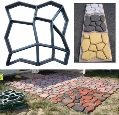 Immagine prodotto di Modelli riutilizzabili in cemento per vialetti 13,8 x 13,8 x 1,4 pollici - Tappetini fai da te per vialetti e prati