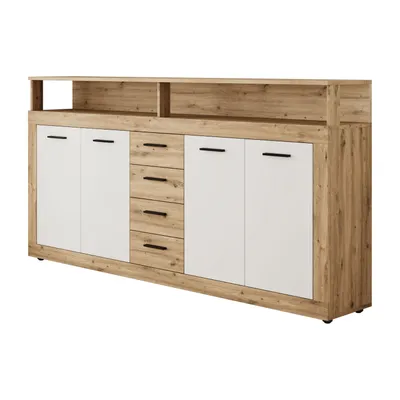 Productafbeelding van Kommode ROMANO met laden, eikenhout "Artisan" / mat wit