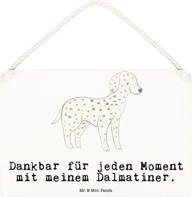 Produktbild von Mr. & Mrs. Panda Dekoschild Dalmatiner Moment DIN A6 - Weiß - Geschenk, Dekobrett, Dalmatinac, wandtafel, Wandbild Holz, holzbild, Schild, Türschild