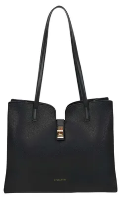 Produktbild von Gallantry, Damen Shopper mit goldenem Metallverschluss und langen Henkeln, Schwarz