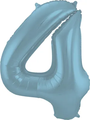 Produktbild von Folienballon Zahl 4 Pastellblau Metallic Matt 86cm