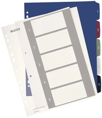 Produktbild von Leitz 12350000, Numerischer Registerindex, Polypropylen (PP), Mehrfarbig, Porträt, A4 Maxi, 245 mm