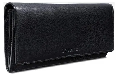 Produktbild von Damen Leder Geldbörse Schwarz Groß mit RFID Schutz - Geldbeutel mit Reißverschluss und vielen Fächern
