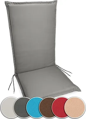 Produktbild von sunnypillow 1 Stück Gartenstuhlauflage  120 x 50  extra Dicke 9cm  Hochlehner Auflage waschbar wasserdicht  Polsterauflagen Outdoor Stuhlauflage Polster Sitzkissen Gartenstuhl  Anthrazit