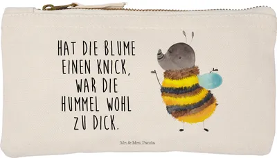 Produktbild von Mr. & Mrs. Panda Kulturbeutel Hummel flauschig Größe S Klein - Weiß - Geschenk, Etui, Kosmetiktasche, Biene, Federtasche, Blume, beauty case, Lustige Sprüche, Natur