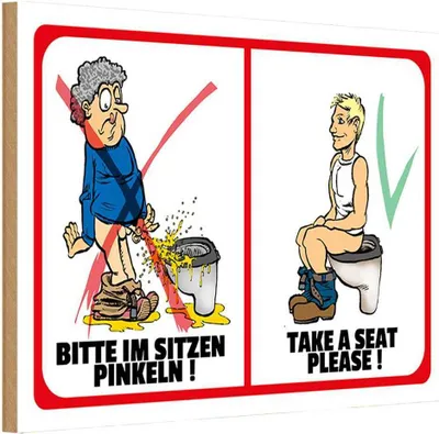 Produktbild von vianmo Holzschild 12x18 cm Bitte im Sitzen pinkeln Warnschild Hinweisschild