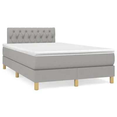 Image de vidaXL Lit boxspring avec matelas gris clair 120x200 cm Tissu
