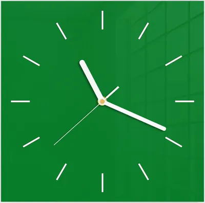 Produktbild von Wanduhr aus Glas mit Motiv Grüner Hintergrund II- 30 x 30 cm - inkl. Aufhängesystem