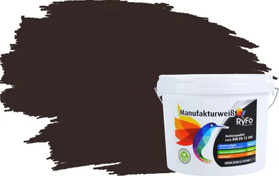 Produktbild von RyFo Colors Bunte Wandfarbe Manufakturweiß Schwarzbraun 3l - weitere Braun Farbtöne und Größen erhältlich, Deckkraft Klasse 1, Nassabrieb Klasse 1