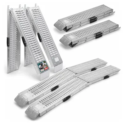 Produktbild von VOUNOT® 2 x Faltbare Auffahrrampe aus Verzinkter Stahl, Rutschfest Laderampen, 160 cm, Maximale Last 400kg