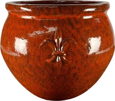Zdjęcie produktu dla Duża donica ogrodowa ceramiczna Provencelia CLOVIS, Jesienny pomarańcz, Ø53 x H43 cm, 43 l