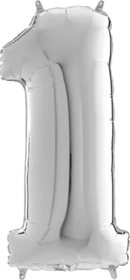 Produktbild von Folienballon Nummer 1 Silber - 102 cm Grabo
