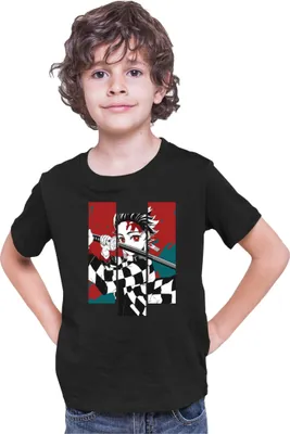 Produktbild von Kinder T-Shirt Demon Anime Slayer Kimetsu No Yaiba Tanjiro Kamado 011, 9-11 Jahr - 140 / Schwarz
