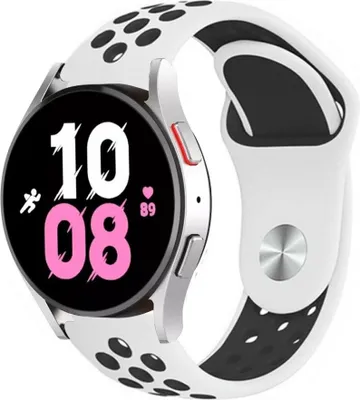 Produktbild von Strap-it Samsung Galaxy Watch 5 - 44mm Sportarmband (Weiß/Schwarz)