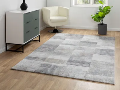 Immagine prodotto di Tappeto Steffensmeier a pelo corto Lauro Tappeto da salotto Quadrati Grigio Beige, Dimensioni: 133x195 cm
