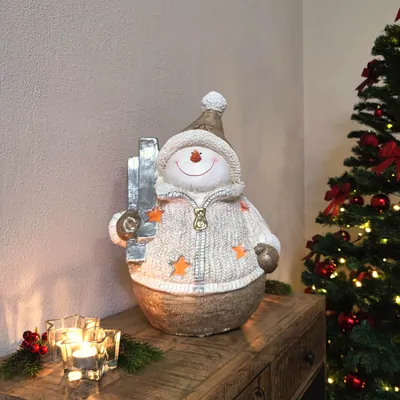 Produktbild von Deko Figur mit Beleuchtung ( D ) Schneemann mit Ski