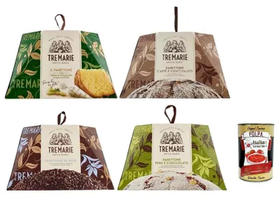 Produktbild von Tre Marie Italian Gourmet Panettone Probierpaket, 4 Sorten Kuchen 4 x 930g
