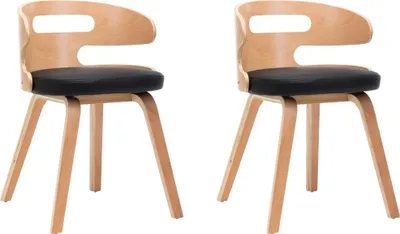 Produktbild von vidaXL Esszimmerstühle 2 Stk. Schwarz Bugholz und Kunstleder