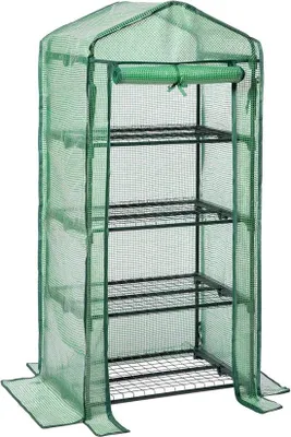 Produktbild von Famanu Foliengewächshaus Stabil mit 4 Regalen - 69 x 49 x 158 cm, grün