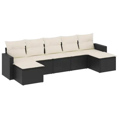 Immagine prodotto di set di divani da giardino 7 pezzi con cuscini in poly rattan nero