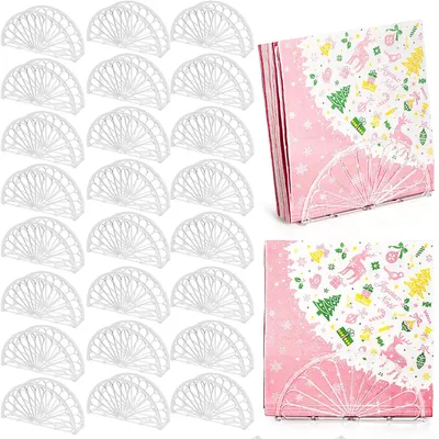 Produktbild von 24er Set Kunststoff Serviettenhalter–Transparente Papiertaschentuch-Dispenser, Fächerdesign,freistehender Serviettenhalter, ideal für Tische, Küchen