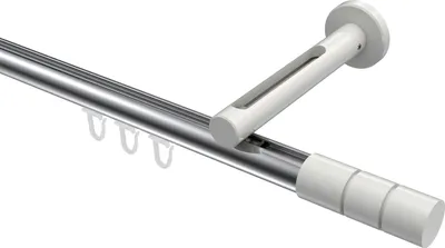 Produktbild von Interdeco Innenlaufstange / Gardinenstange mit Innenlauf Chrom / Weiß, Typ Siteno Elanto (Rillenzylinder), 20 mm Ø 1-läufig, 260 cm