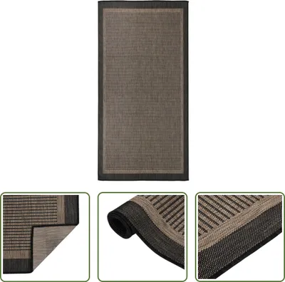 Image de The Living Store Tapis d'extérieur en tissu plat 100x200 cm brun foncé