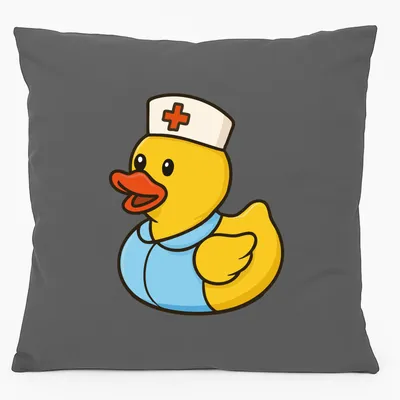 Produktbild von Huuraa Kissen Quietscheente Altenpflege Comic Gummiente 40x40cm mit Füllung Steel Grey Baumwolle Dekokissen Geschenkidee