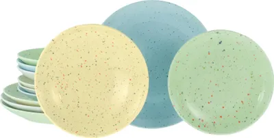 Produktbild von CreaTable, 24281, Confetti Bunt, Tellerset 12-tlg, Steinzeug